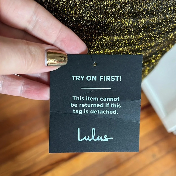 Lulus Striking Moves Gold Metallic Ruched Bodycon Mini Dress - NWT - Size L - Picture 7 of 11